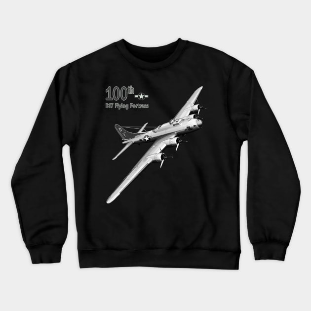 The Bloody 100th Group and B17 Flying Fortress Crewneck Sweatshirt by Jose Luiz Filho